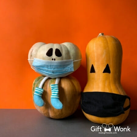 Halloween Alternatives - pumpkins wearing face masks