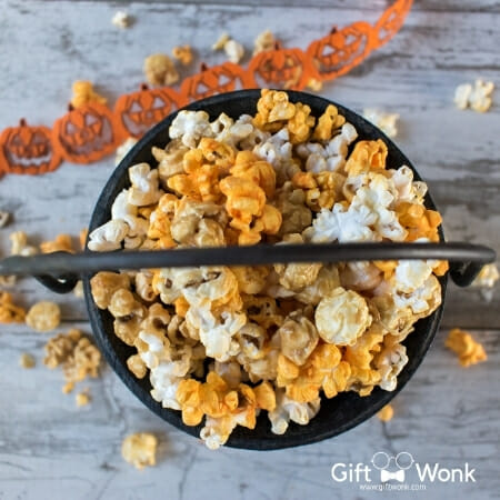 Cute Halloween Gifts - cauldron filled with popcorn