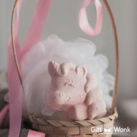 A unicorn themed Halloween gift basket 
